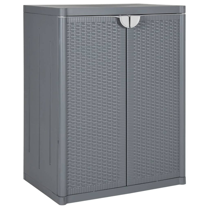 opbevaringsskab til haven 65x45x88 cm polyrattan grå