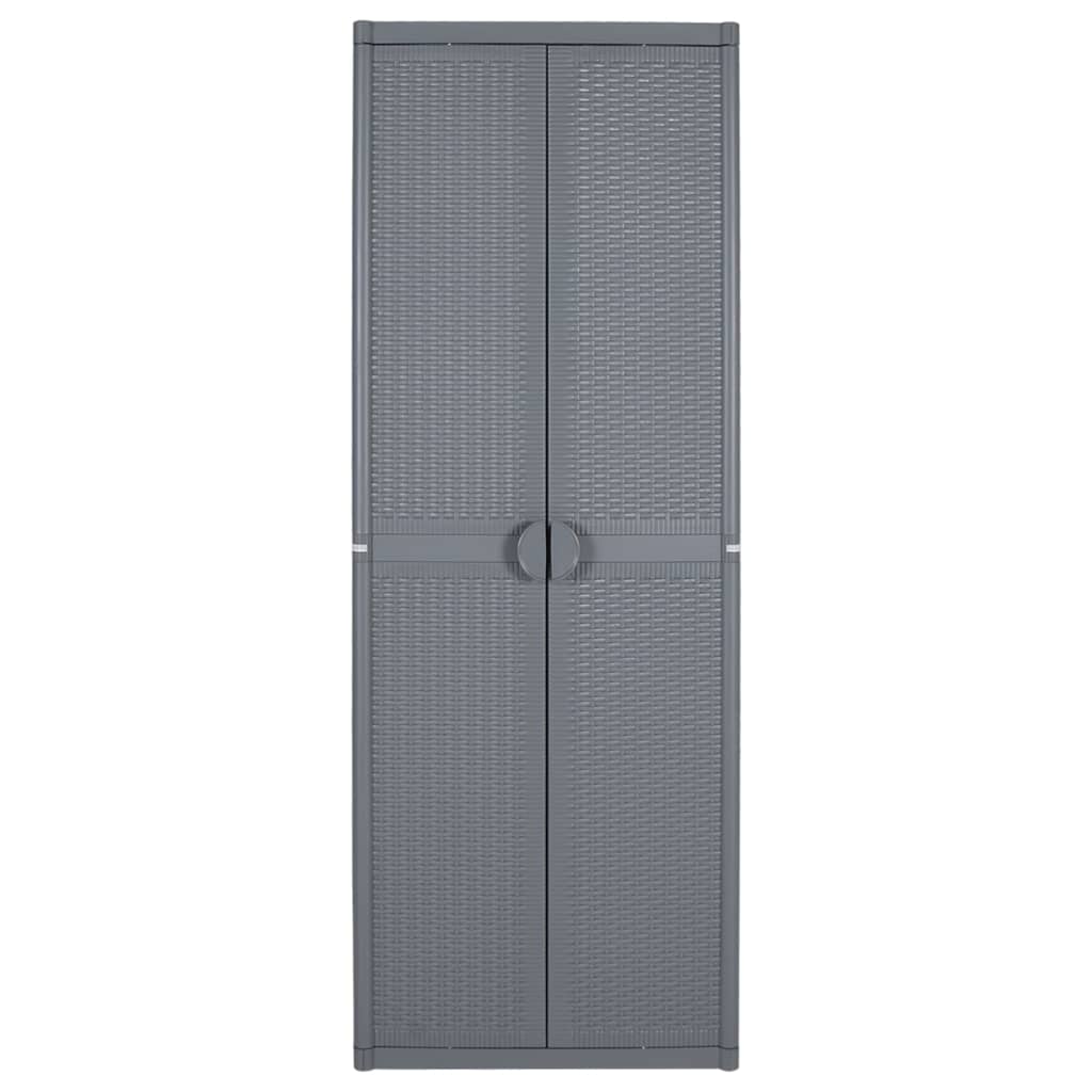 opbevaringsskab til haven 65x45x172 cm polyrattan grå