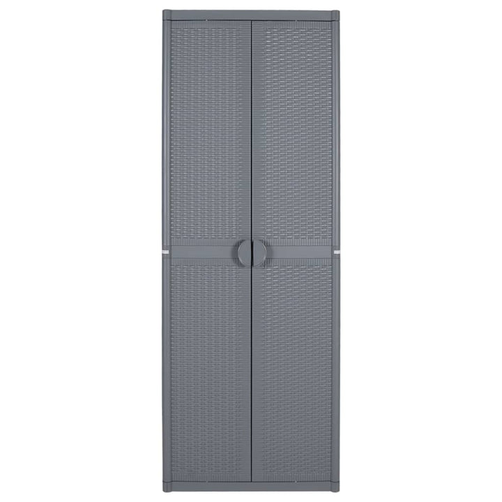 opbevaringsskab til haven 65x45x172 cm polyrattan grå