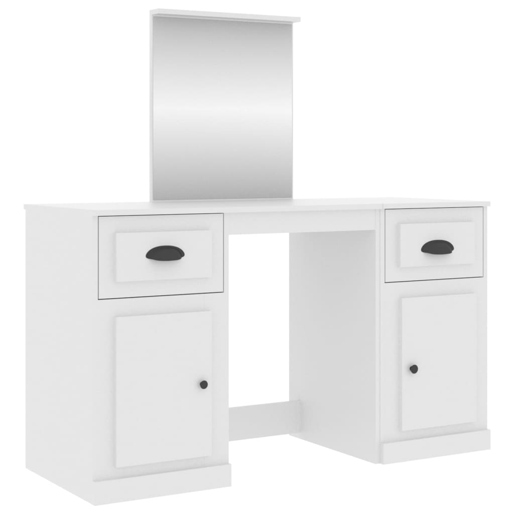makeupbord med spejl 130x50x132,5 cm hvid