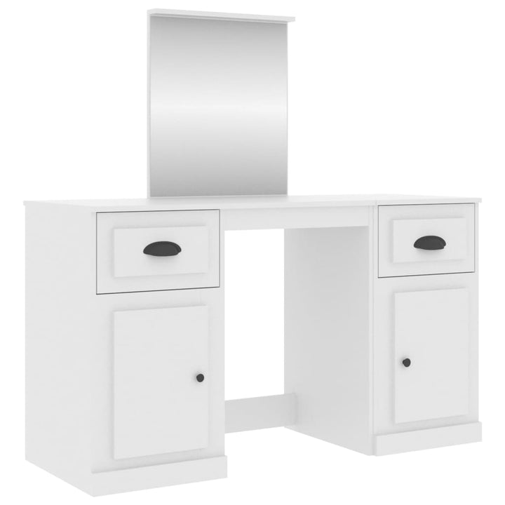 makeupbord med spejl 130x50x132,5 cm hvid
