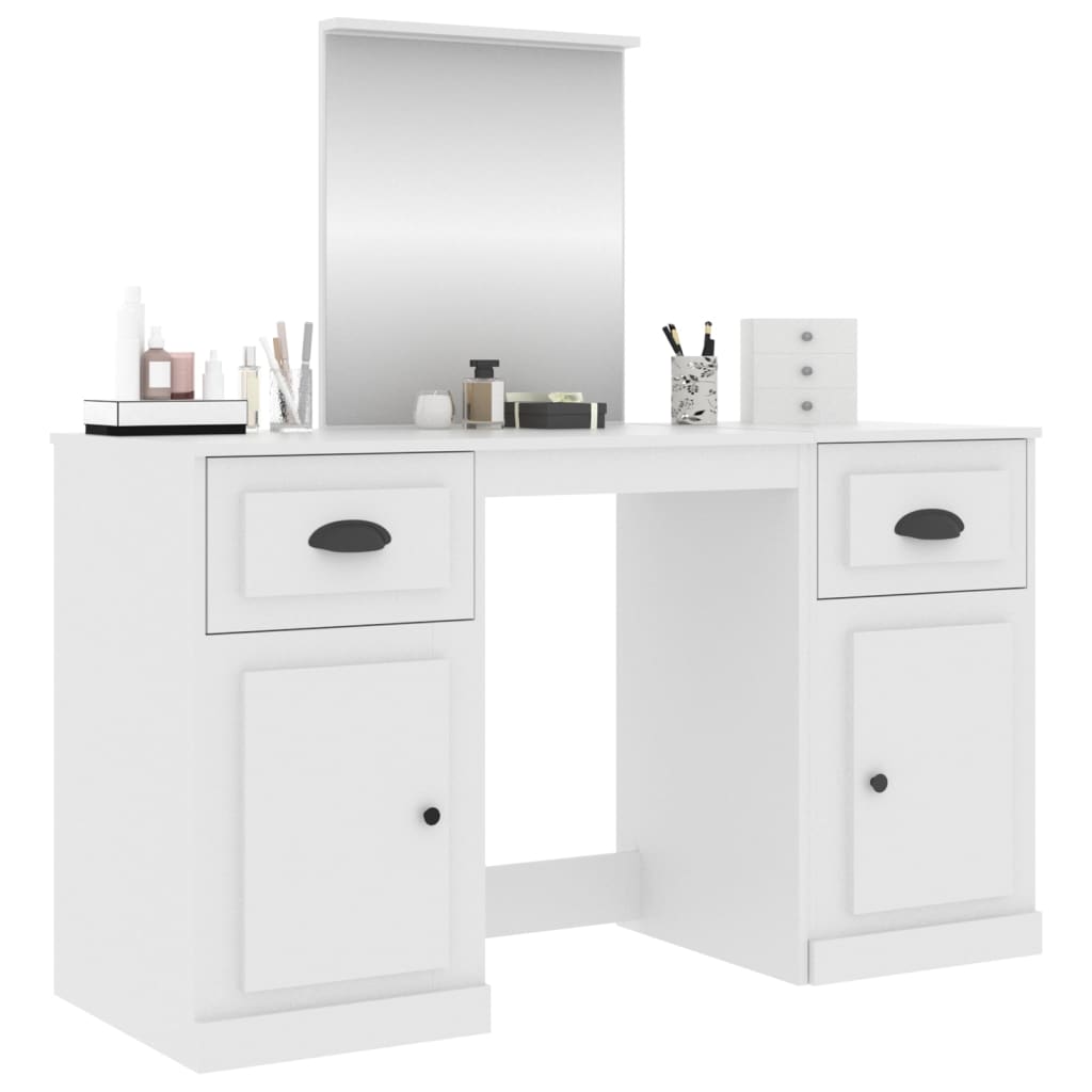 makeupbord med spejl 130x50x132,5 cm hvid