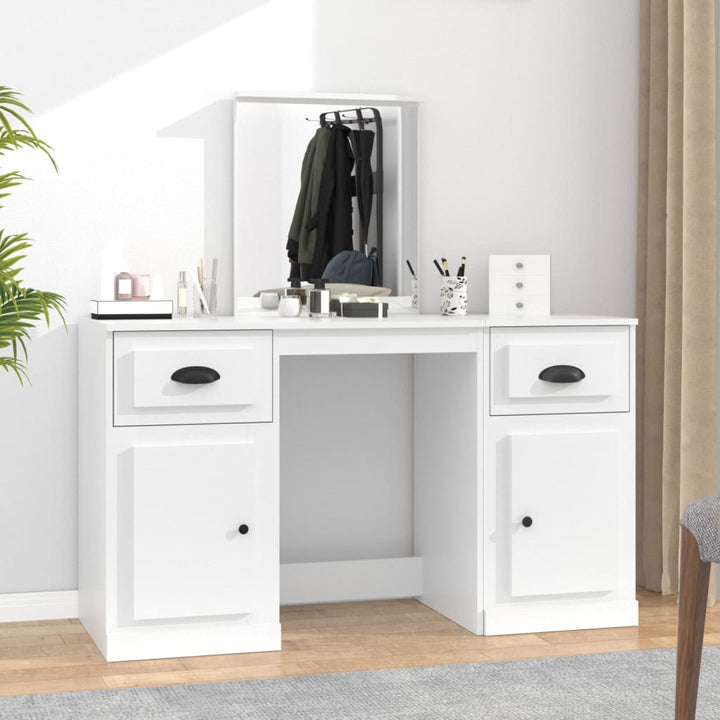 makeupbord med spejl 130x50x132,5 cm hvid