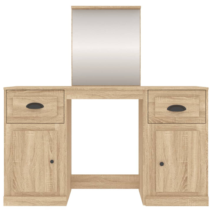 makeupbord med spejl 130x50x132,5 cm brun sonoma-eg