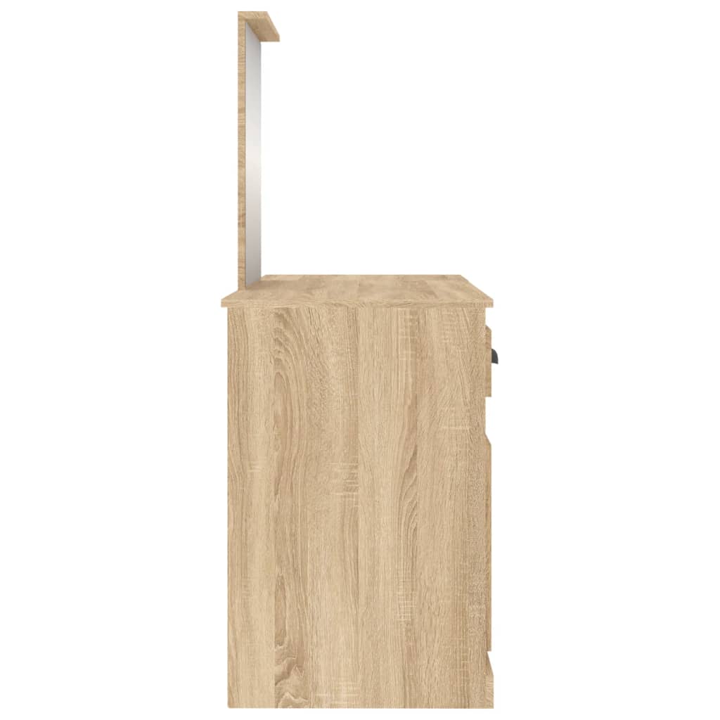 makeupbord med spejl 130x50x132,5 cm brun sonoma-eg