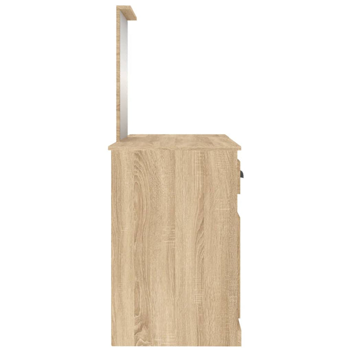 makeupbord med spejl 130x50x132,5 cm brun sonoma-eg