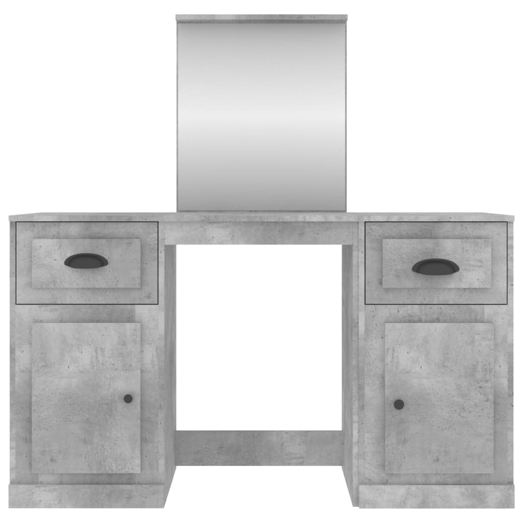 makeupbord med spejl 130x50x132,5 cm betongrå
