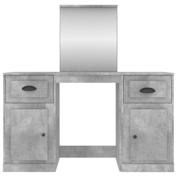 makeupbord med spejl 130x50x132,5 cm betongrå