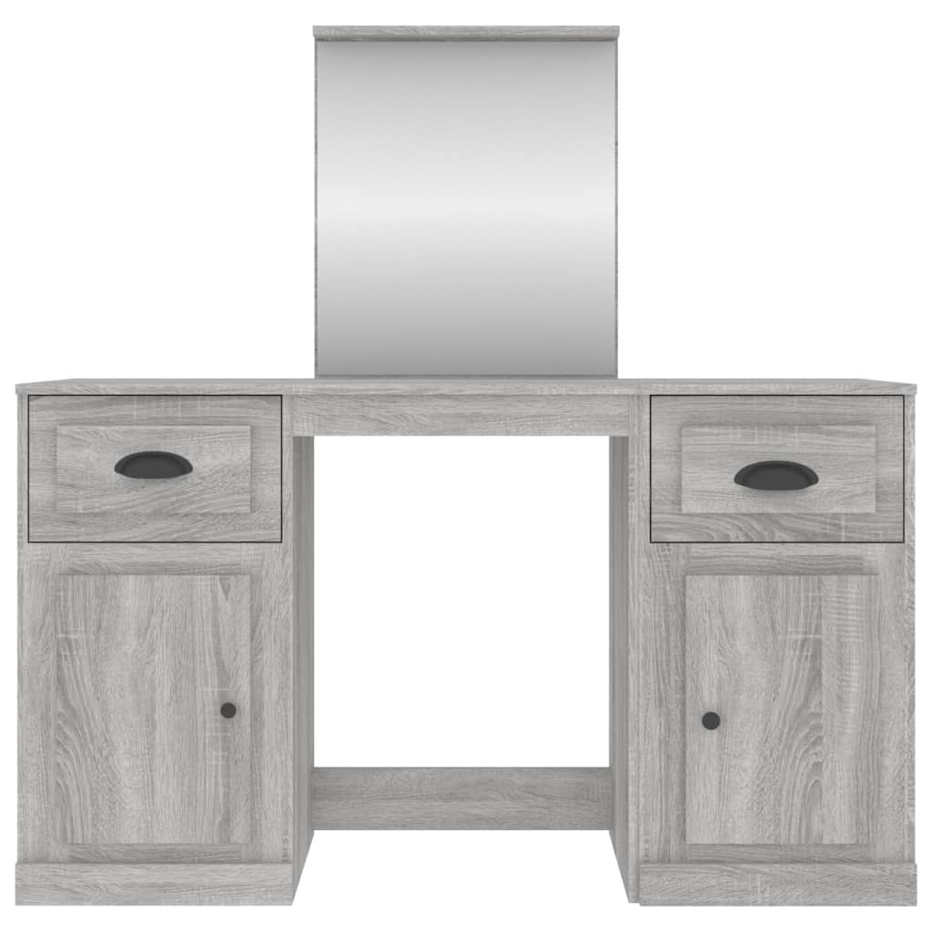 makeupbord med spejl 130x50x132,5 cm grå sonoma-eg