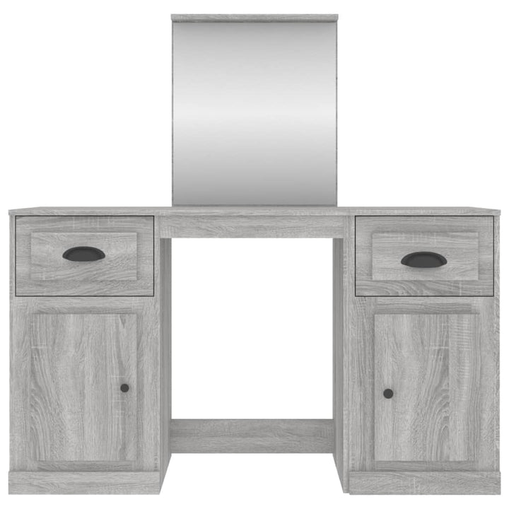makeupbord med spejl 130x50x132,5 cm grå sonoma-eg