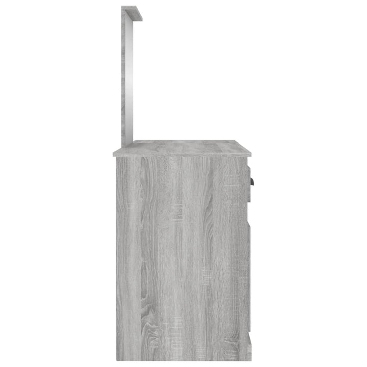 makeupbord med spejl 130x50x132,5 cm grå sonoma-eg