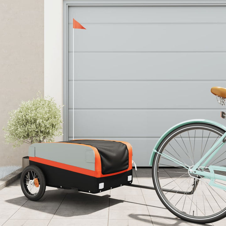 cykelanhænger 30 kg jern sort og orange