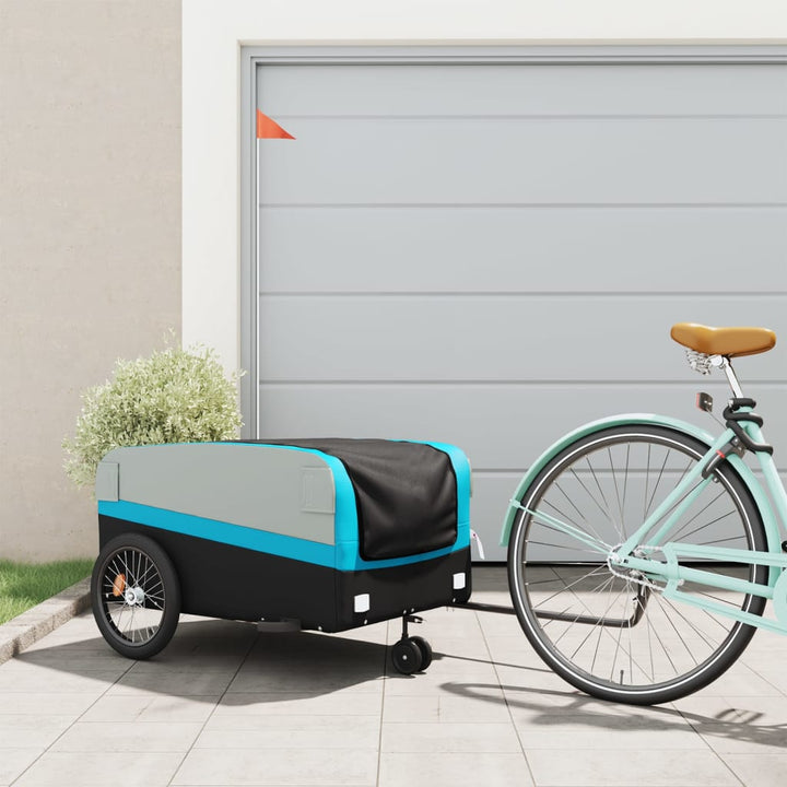 cykelanhænger 45 kg jern sort og blå
