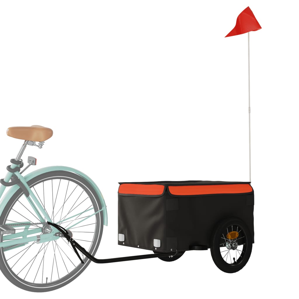 cykelanhænger 30 kg jern sort og orange