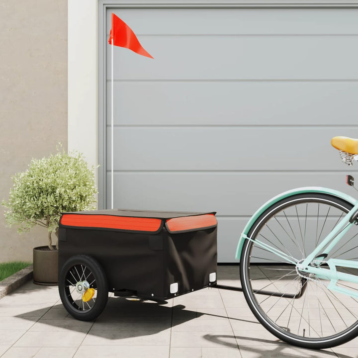 cykelanhænger 30 kg jern sort og orange