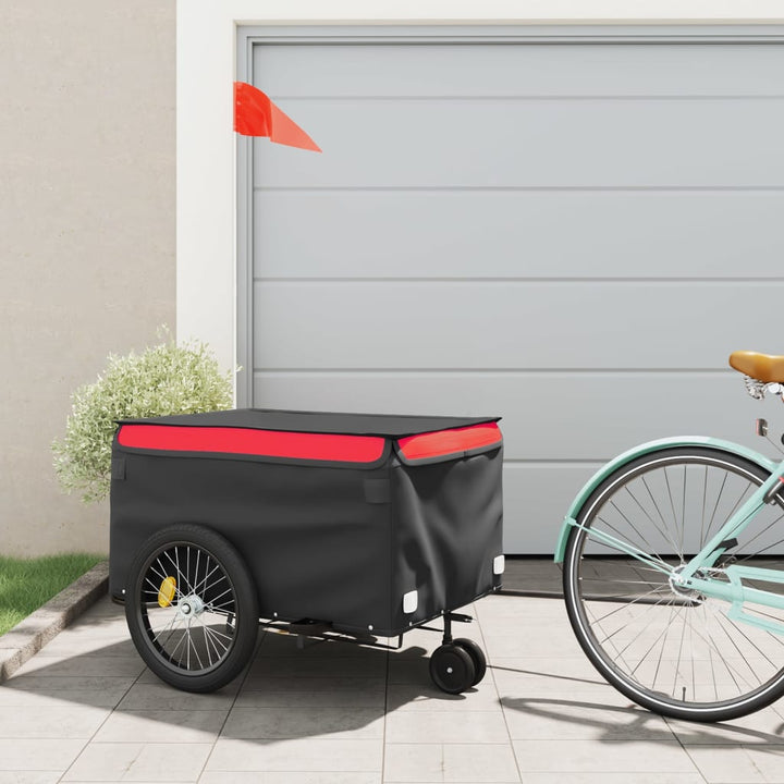 cykelanhænger 45 kg jern sort og rød
