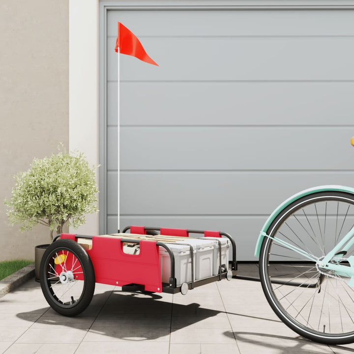 cykeltrailer oxfordstof og jern rød