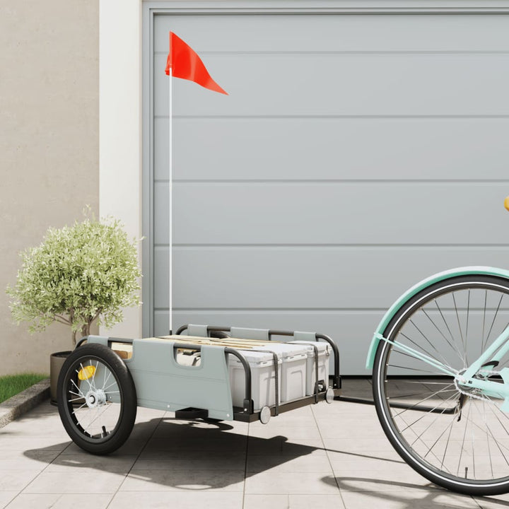 cykeltrailer oxfordstof og jern grå