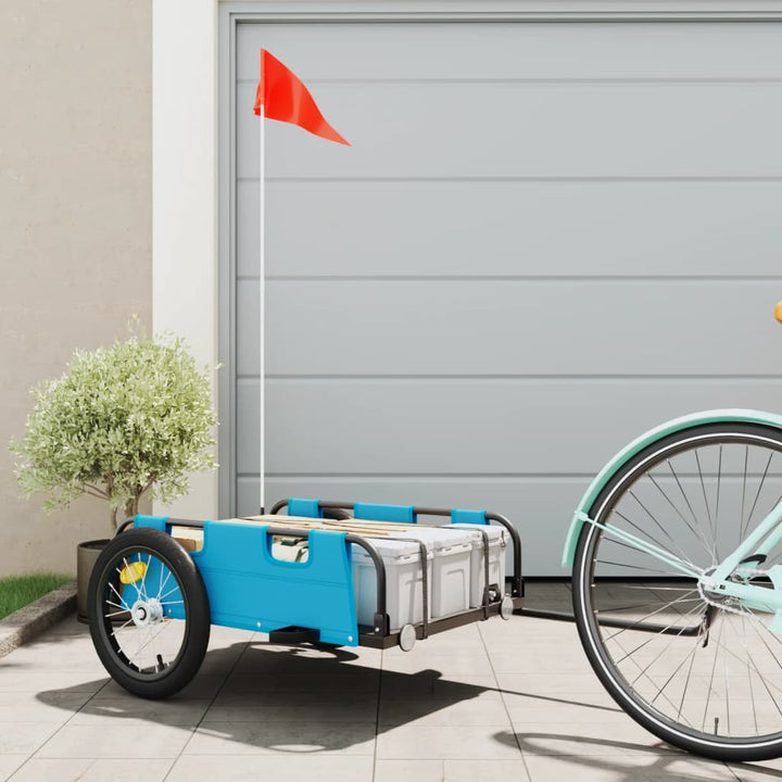 cykeltrailer oxfordstof og jern blå