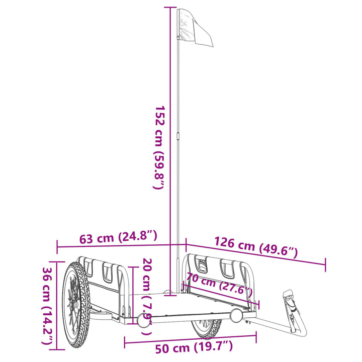 cykeltrailer oxfordstof og jern sort