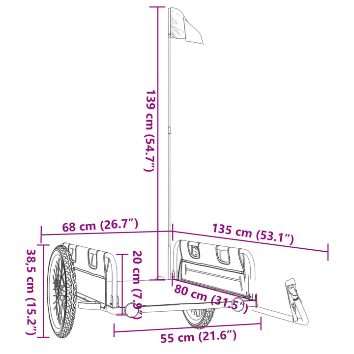 cykeltrailer oxfordstof og jern sort