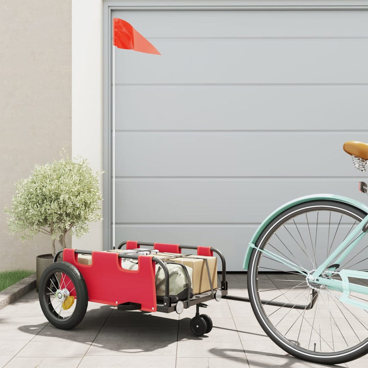 cykeltrailer oxfordstof og jern rød