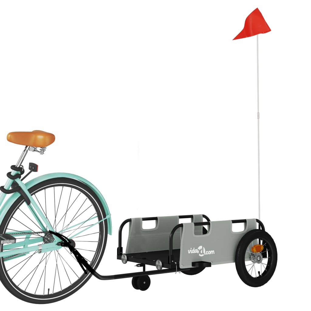 cykeltrailer oxfordstof og jern grå