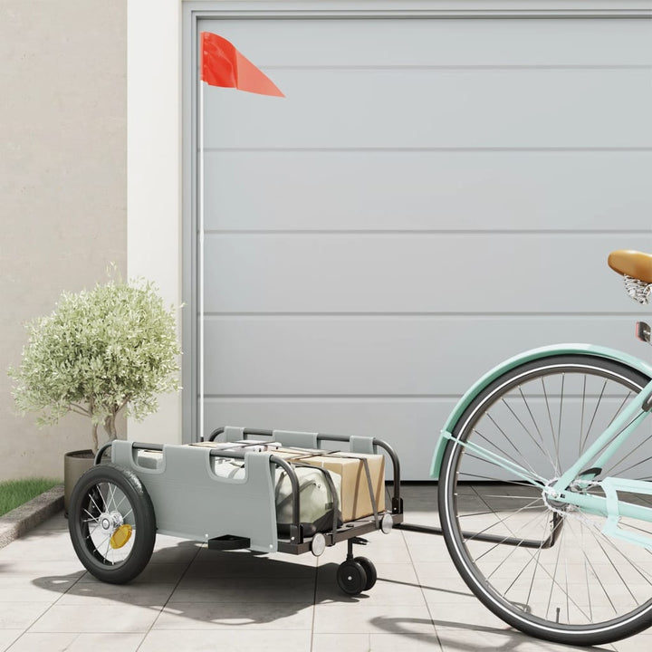cykeltrailer oxfordstof og jern grå