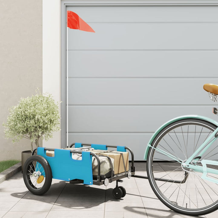cykeltrailer oxfordstof og jern blå