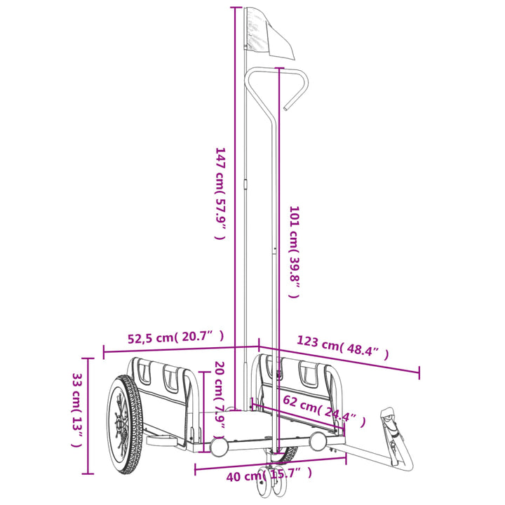 cykeltrailer oxfordstof og jern sort