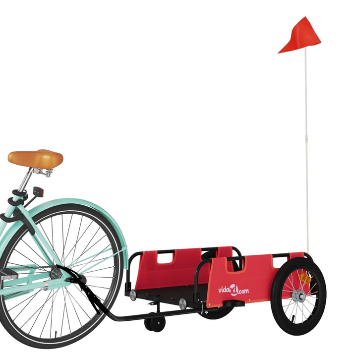 cykeltrailer oxfordstof og jern rød