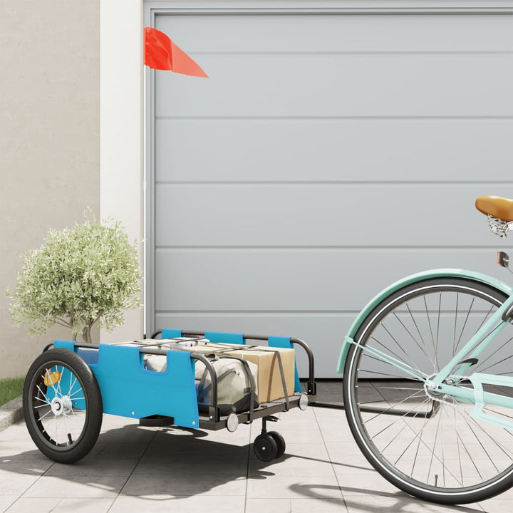 cykeltrailer oxfordstof og jern blå