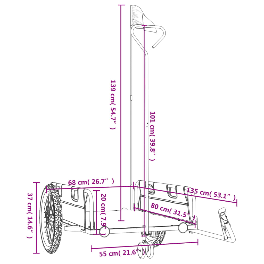 cykeltrailer oxfordstof og jern sort