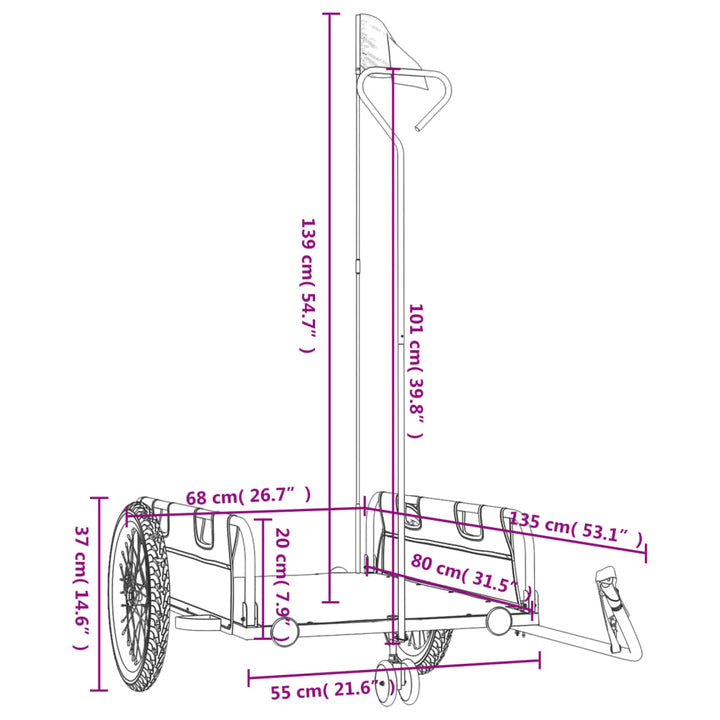 cykeltrailer oxfordstof og jern sort