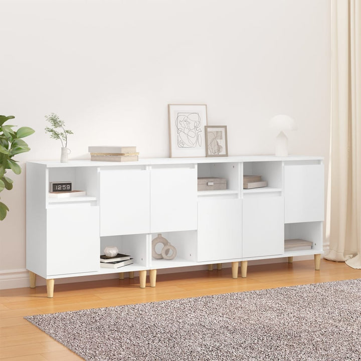 skænke 3 stk. 60x35x70 cm konstrueret træ hvid