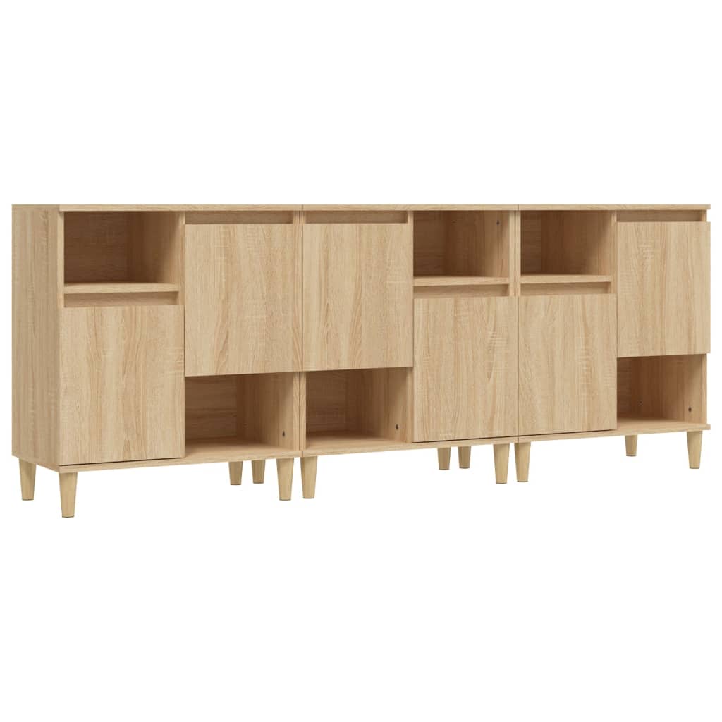 skænke 3 stk. 60x35x70 cm konstrueret træ sonoma-eg