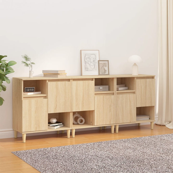 skænke 3 stk. 60x35x70 cm konstrueret træ sonoma-eg