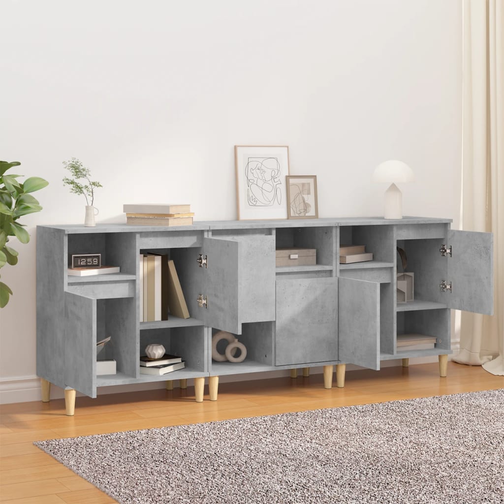 skænke 3 stk. 60x35x70 cm konstrueret træ betongrå
