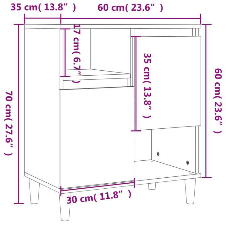 skænke 3 stk. 60x35x70 cm konstrueret træ røget egetræsfarve