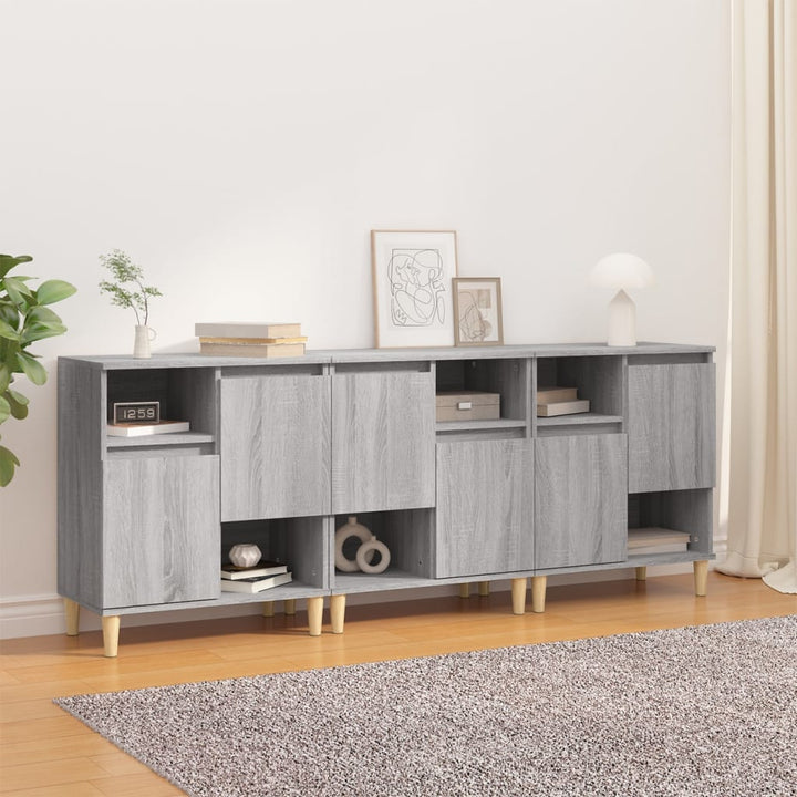 skænke 3 stk. 60x35x70 cm konstrueret træ grå sonoma-eg