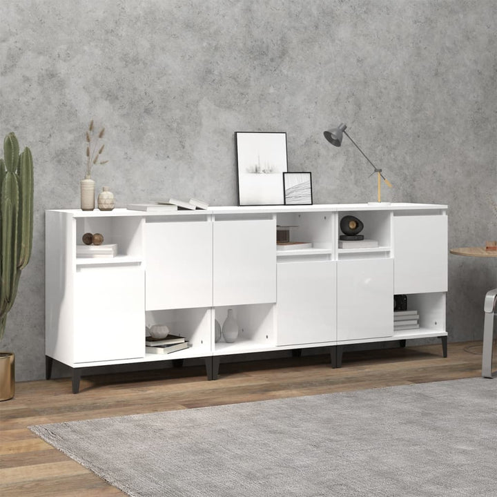 skænke 3 stk. 60x35x70 cm konstrueret træ hvid højglans