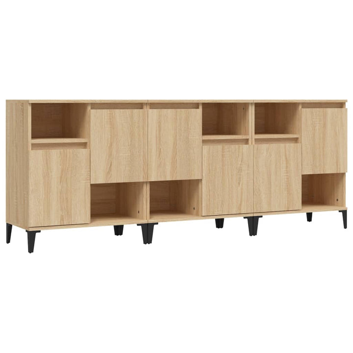 skænke 3 stk. 60x35x70 cm konstrueret træ sonoma-eg