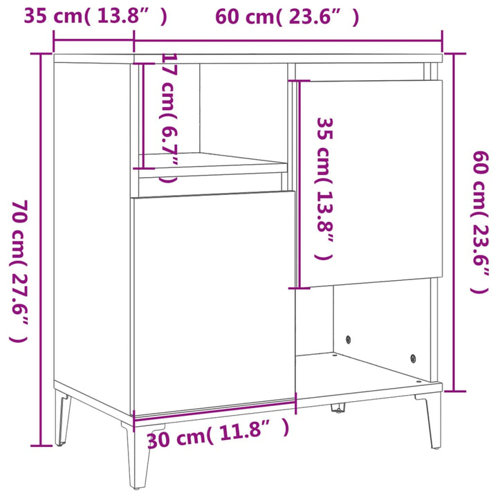 skænke 3 stk. 60x35x70 cm konstrueret træ røget egetræsfarve
