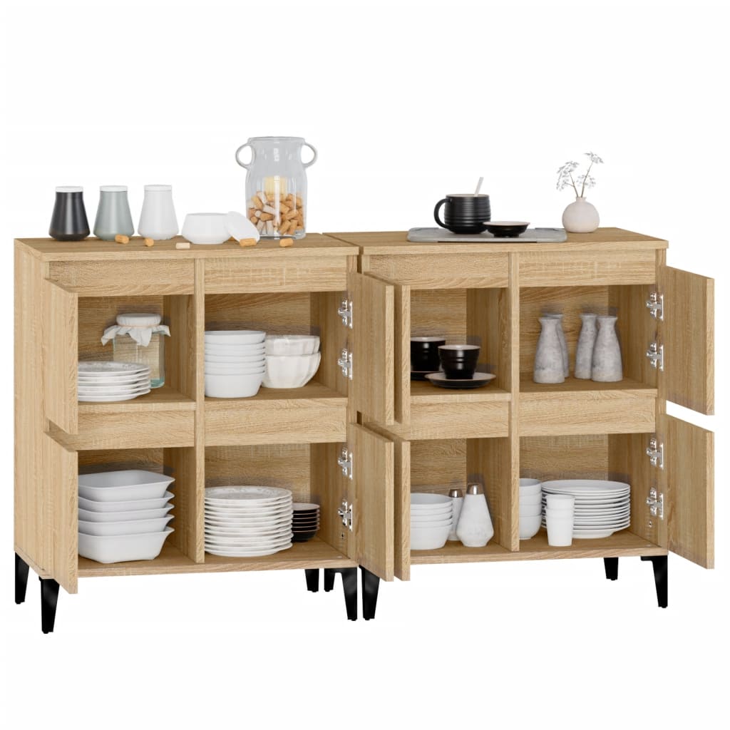 skænke 2 stk. 60x35x70 cm konstrueret træ sonoma-eg