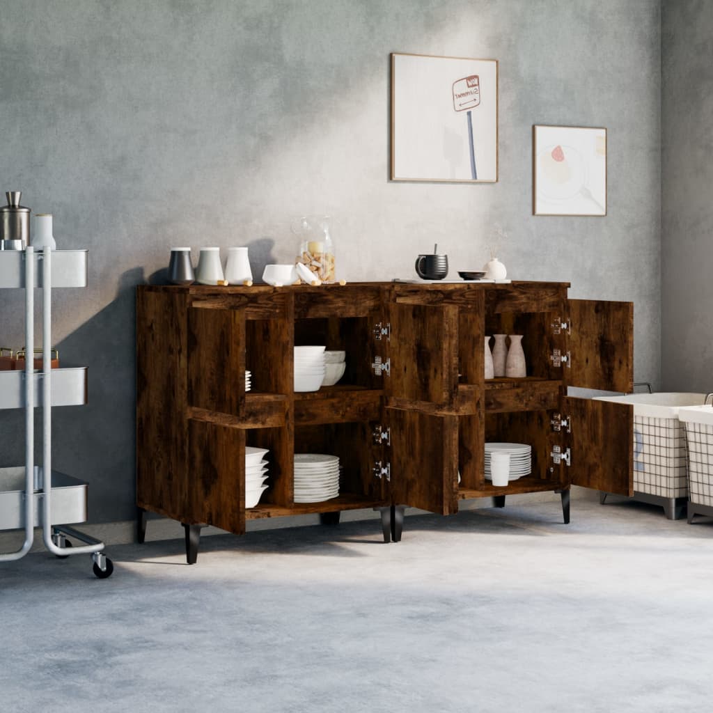 skænke 2 stk. 60x35x70 cm konstrueret træ røget egetræsfarve