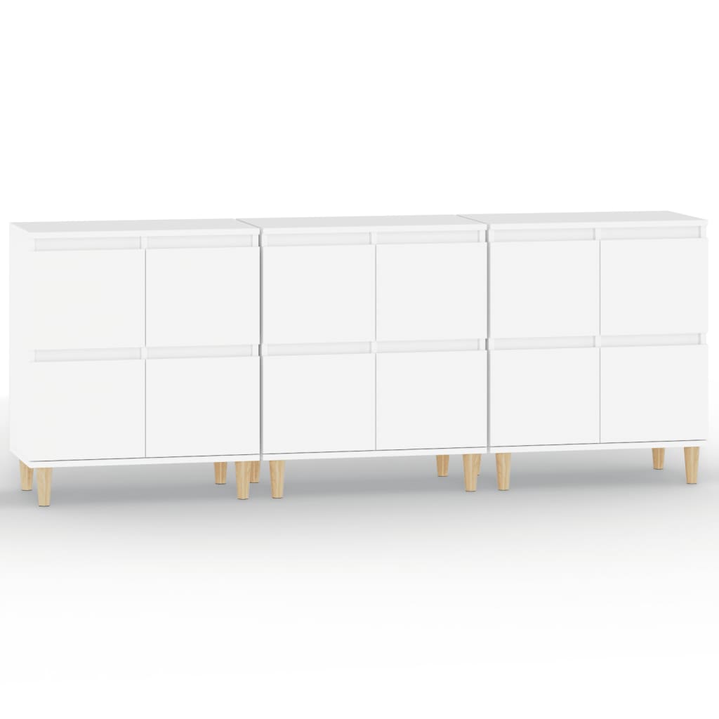 skænke 3 stk. 60x35x70 cm konstrueret træ hvid