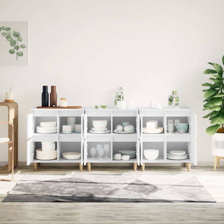 skænke 3 stk. 60x35x70 cm konstrueret træ hvid