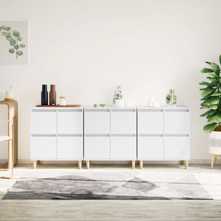 skænke 3 stk. 60x35x70 cm konstrueret træ hvid