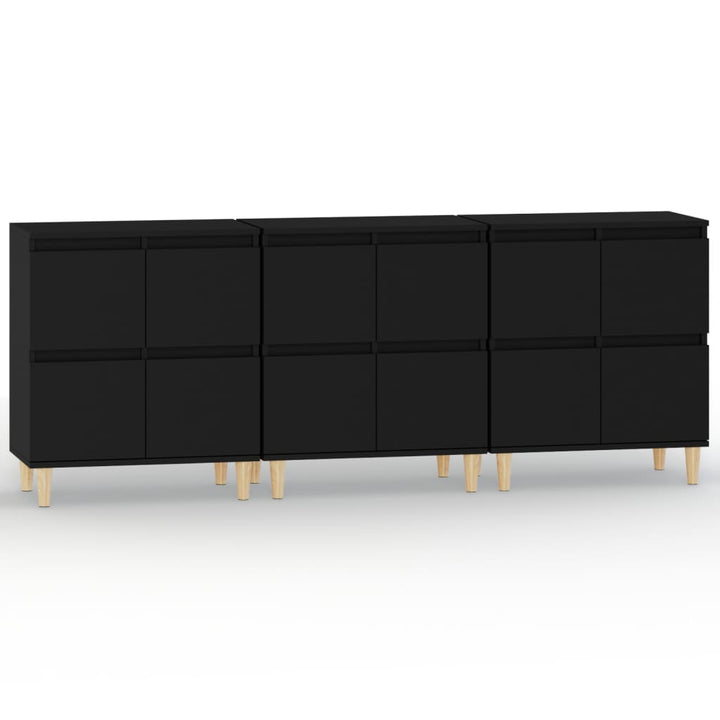 skænke 3 stk. 60x35x70 cm konstrueret træ sort