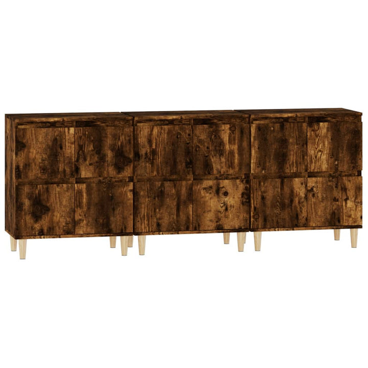 skænke 3 stk. 60x35x70 cm konstrueret træ røget egetræsfarve